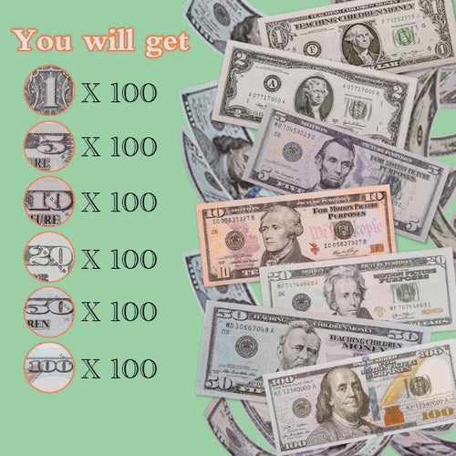 Prop Money Replica Bills – 600 Bills, All 6 Denominations ($1–$100)