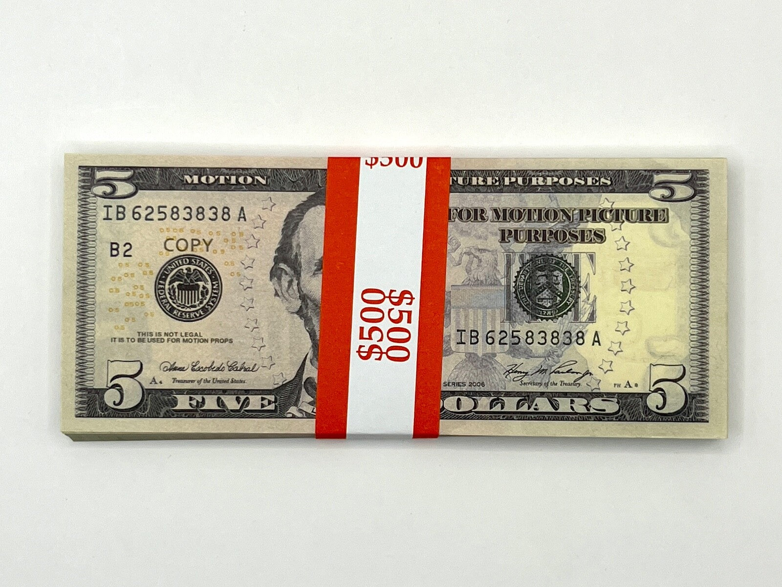 Prop Money Replica Bills – 600 Bills, All 6 Denominations ($1–$100)